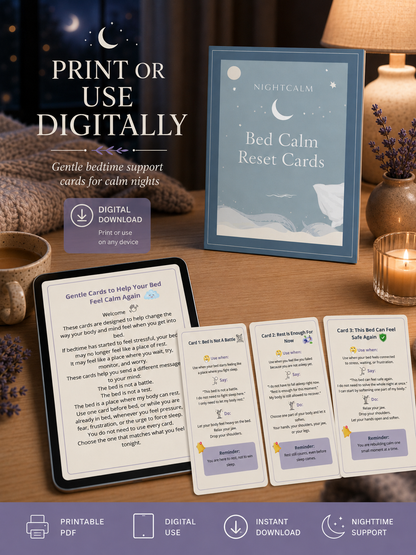 Stop lying awake in bed exhausted with a mind that won't turn off — NightCalm gives you a simple no-pressure system to finally feel calm at bedtime, instead of lying there waiting for sleep that won't come.
