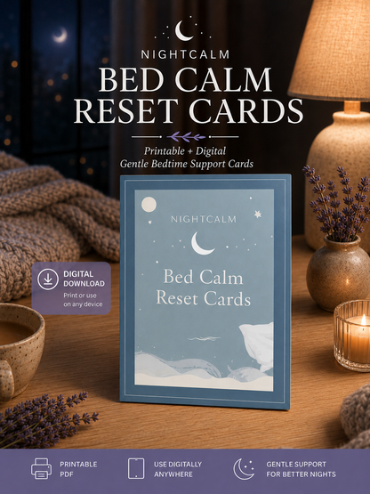 Stop lying awake in bed exhausted with a mind that won't turn off — NightCalm gives you a simple no-pressure system to finally feel calm at bedtime, instead of lying there waiting for sleep that won't come.